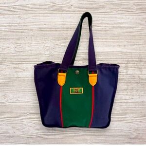 ALEXANDER JULIAN COLOURS Vintage 80s-90s Canvas Blue Green Tote Bag Color Block